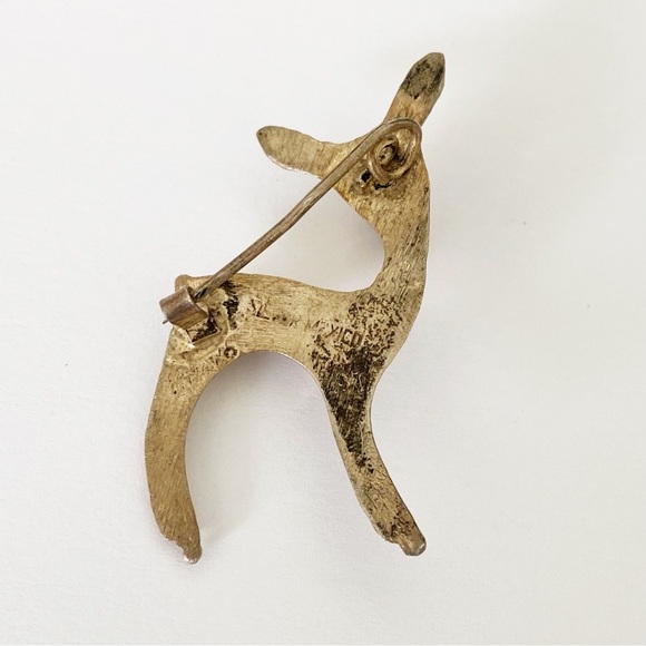 Vintage sterling silver deer brooch pin - Picture 2 of 6